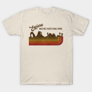 Explore Arches National Park Retro 70s/80s Stripe T-Shirt